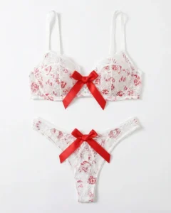 Non-Padded Bra Set - Ribbon Lace